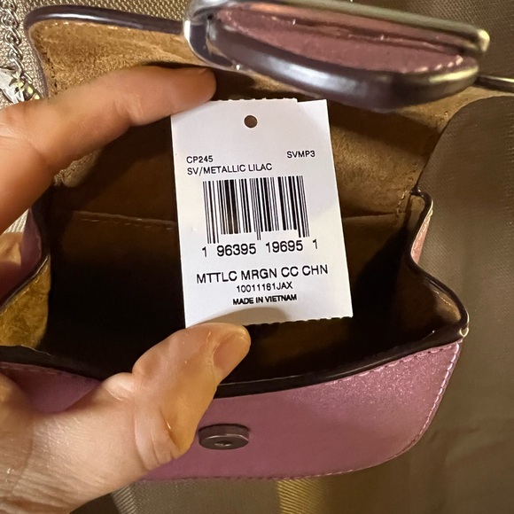 Coach Morgan Card Case On A Chain Metallic Pink) NWT (but detached). - Picture 3 of 6